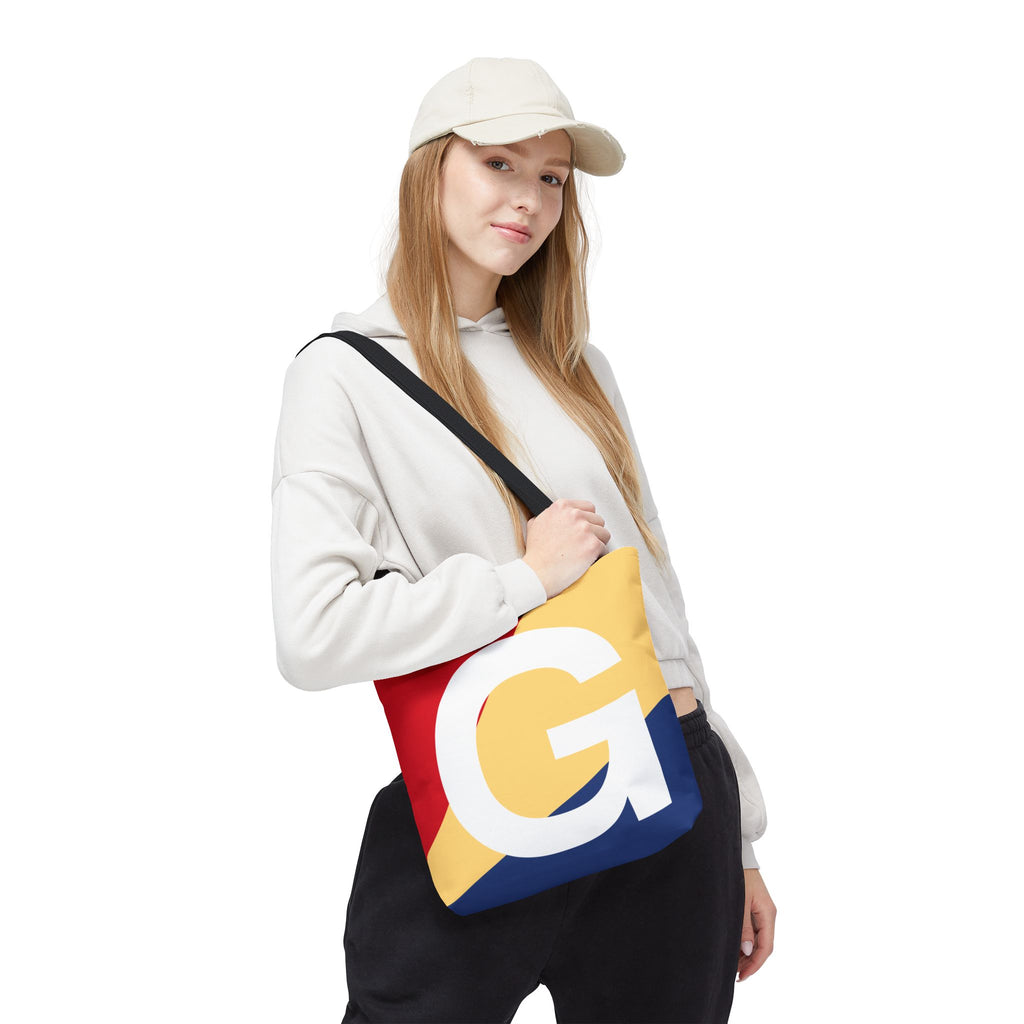 Monogram 'G' Colorblock Tote Bag — Personalized Initial G Shoulder Tote