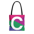 Monogram 'C' Colorblock Tote Bag — Personalized Initial C Shoulder Tote