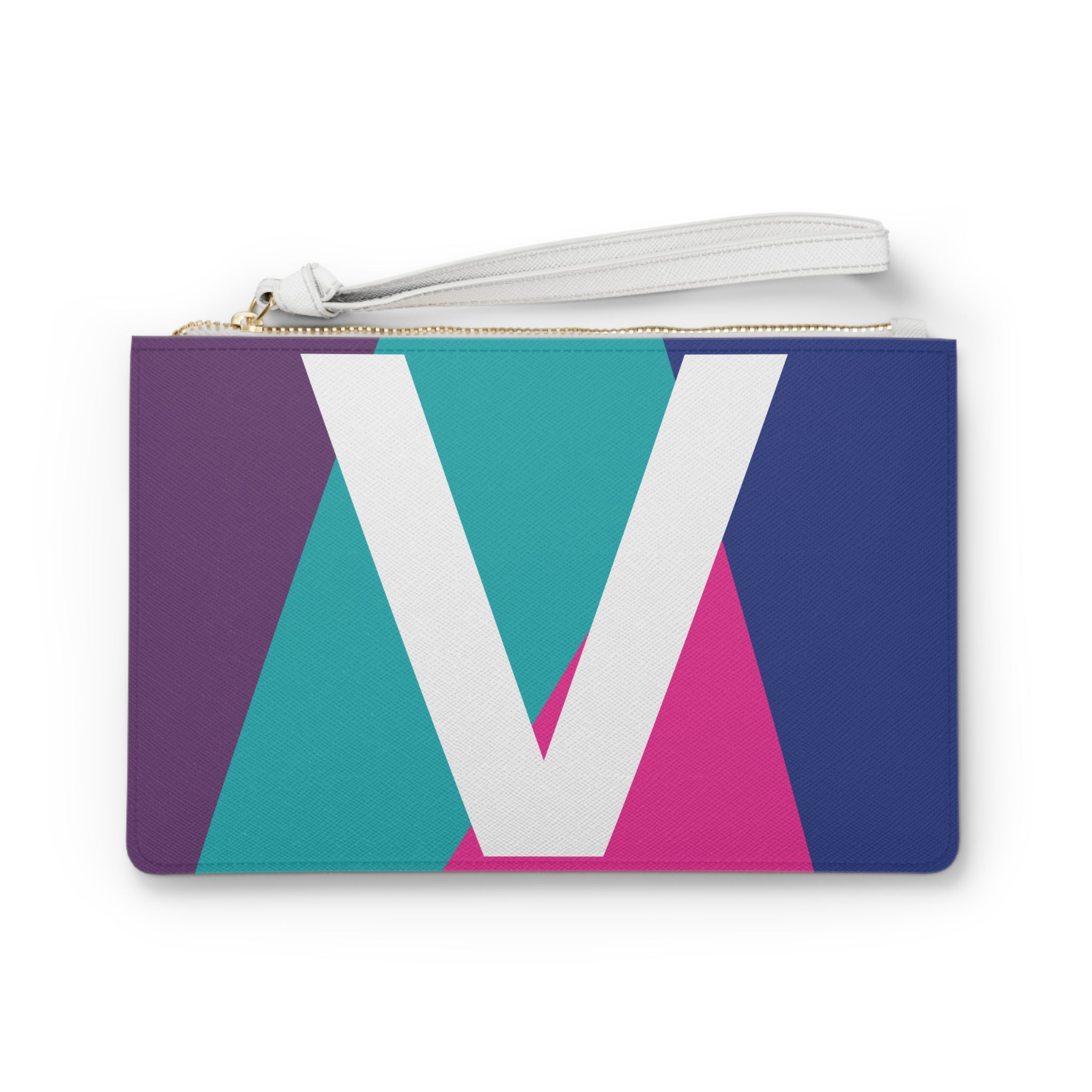 Monogram 'V' Colorblock Clutch Bag — Bold Geometric Wristlet for Everyday & Gifts