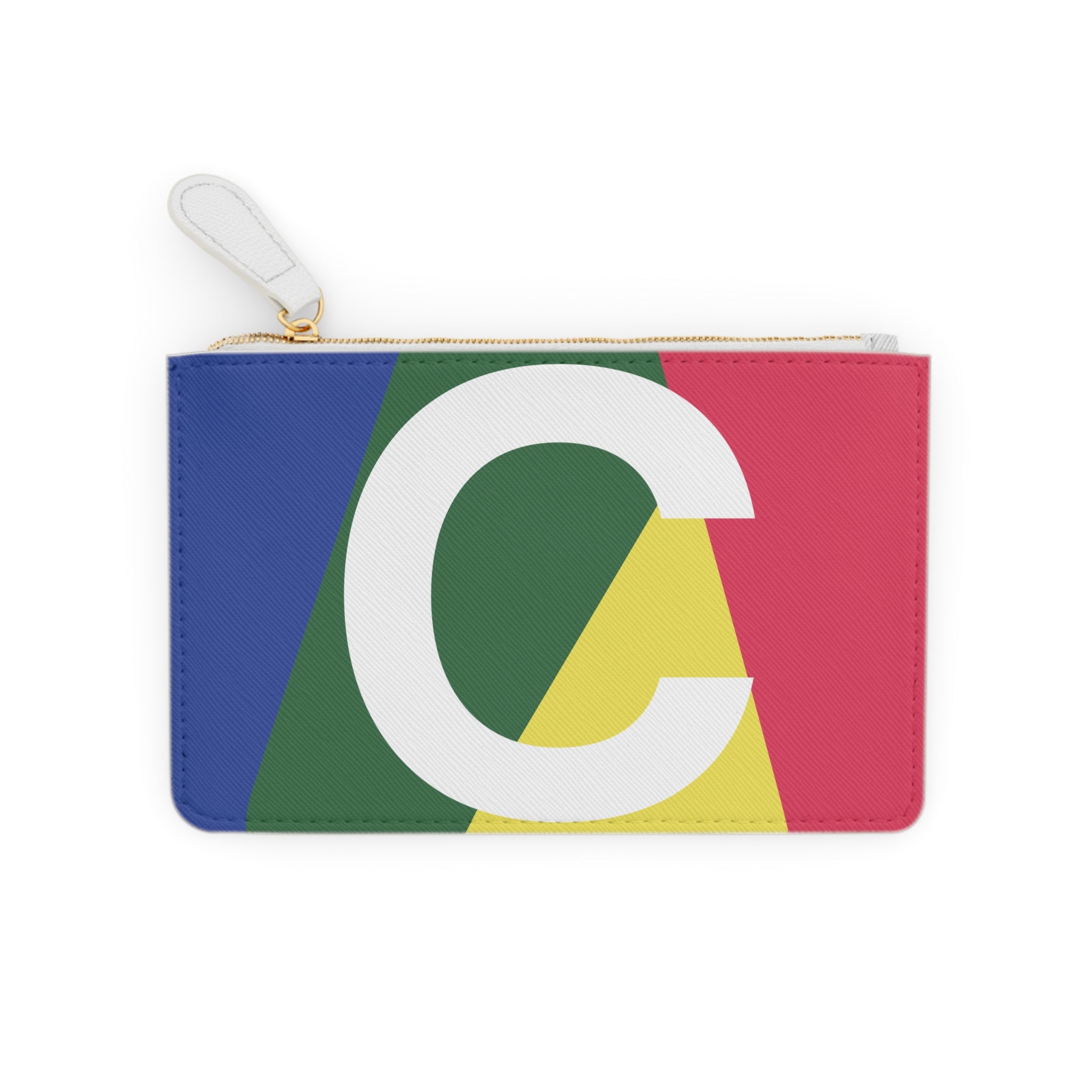 Initial C Mini Clutch — Colorblock Monogram Wristlet Wallet