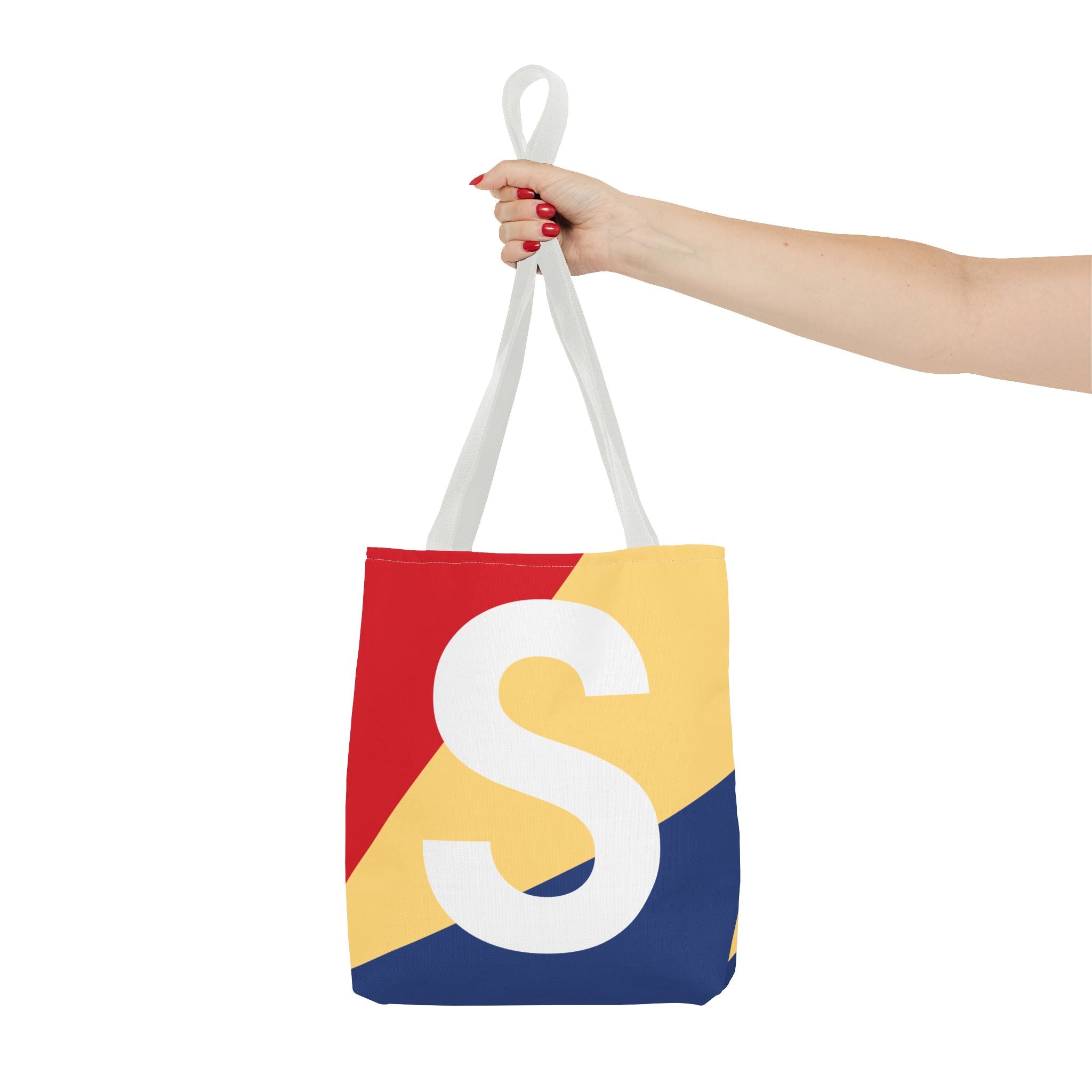 Monogram 'S' Colorblock Tote Bag — Personalized Initial S Shoulder Tote