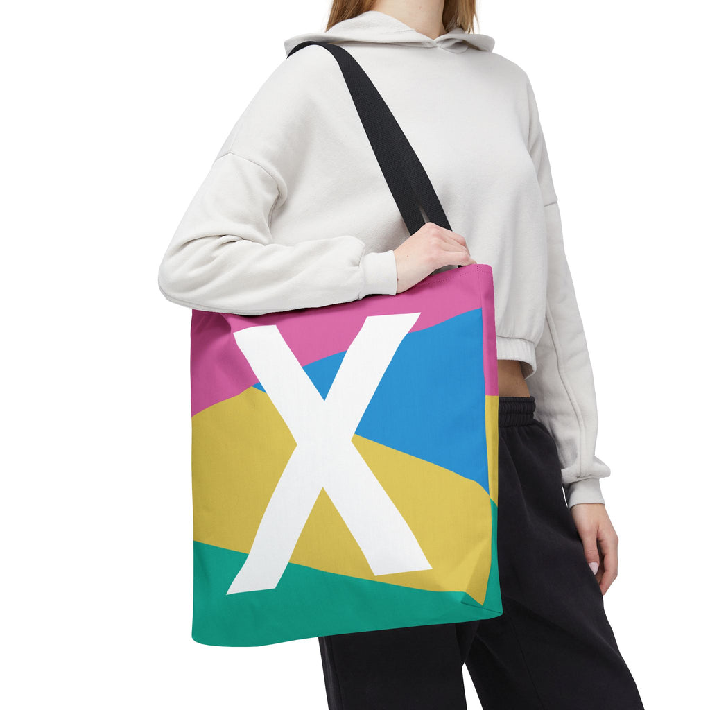 Monogram 'X' Colorblock Tote Bag — Personalized Initial X Shoulder Tote