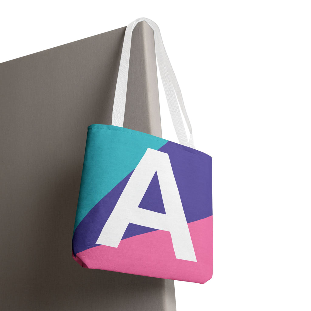 Monogram 'A' Colorblock Tote Bag — Personalized Initial A Shoulder Tote