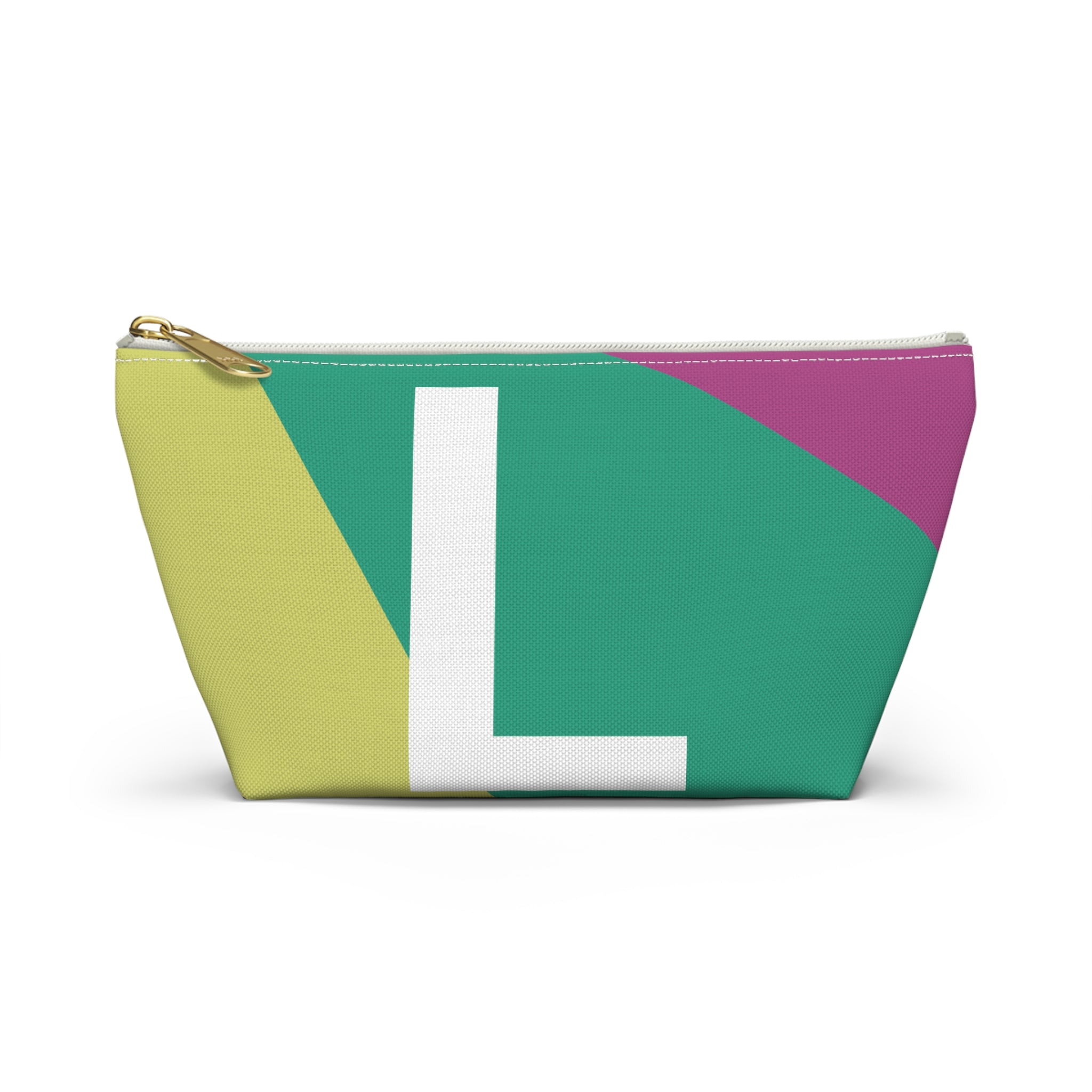 Initials Colorblock Accessory Pouch — Monogram L T-Bottom Cosmetic Bag