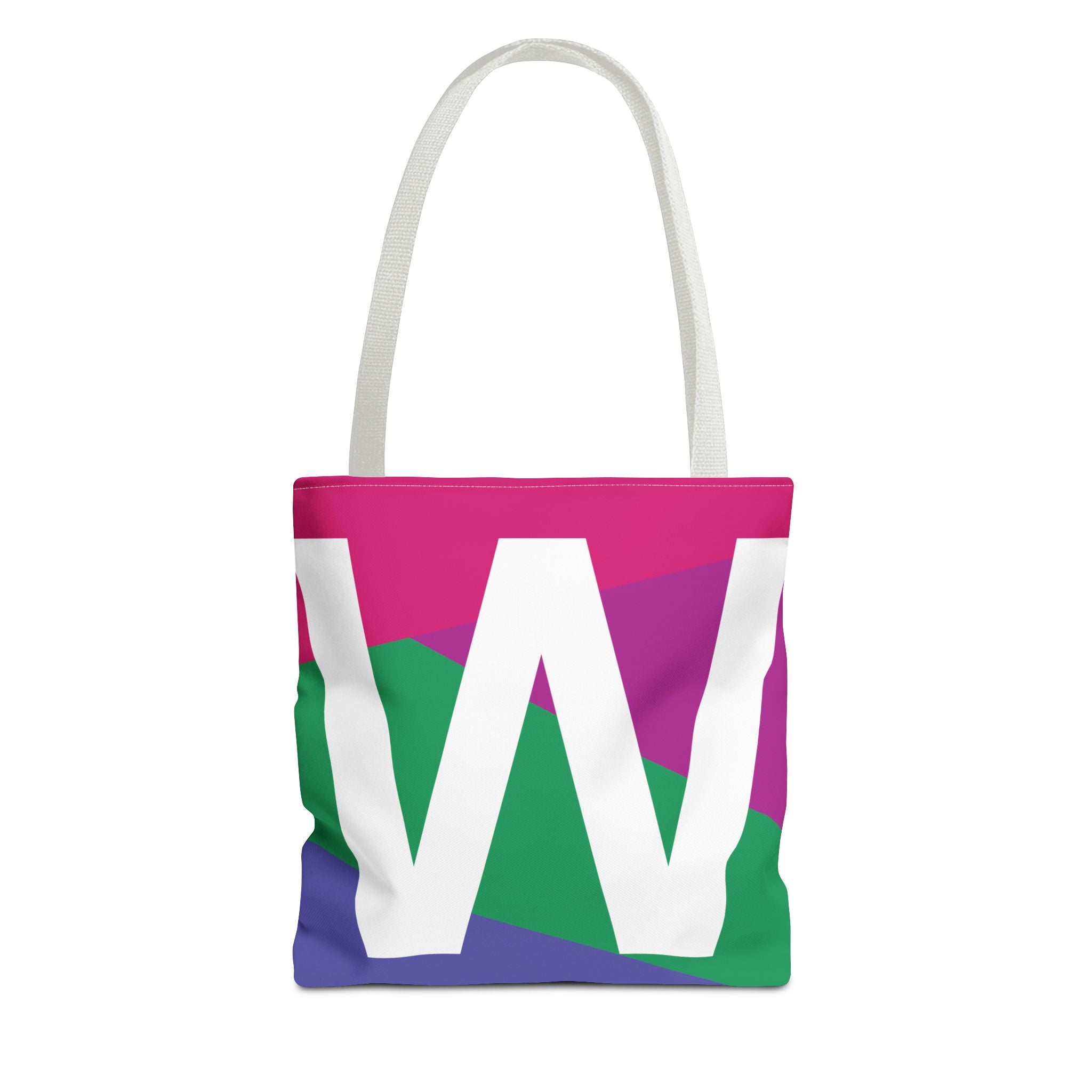 Monogram 'W' Colorblock Tote Bag — Personalized Initial W Shoulder Tote