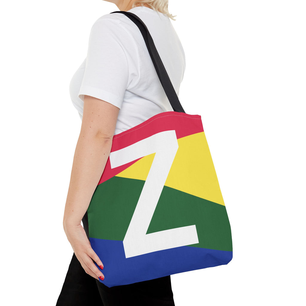 Monogram 'Z' Colorblock Tote Bag — Personalized Initial Z Shoulder Tote
