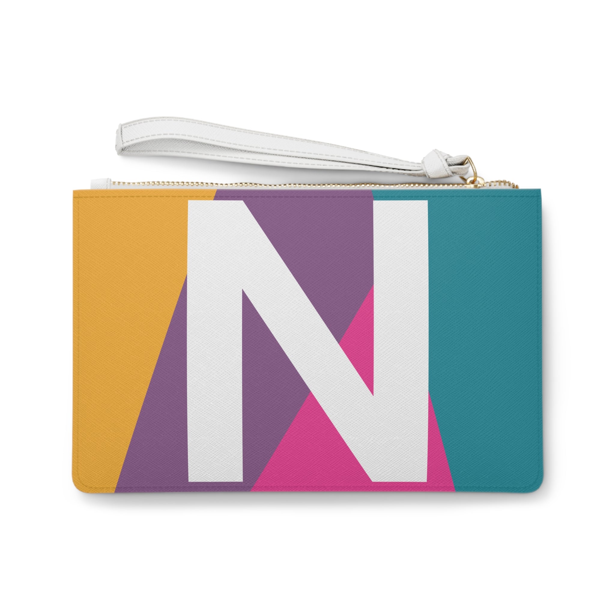 Monogram 'N' Colorblock Clutch Bag — Bold Geometric Wristlet for Everyday & Gifts