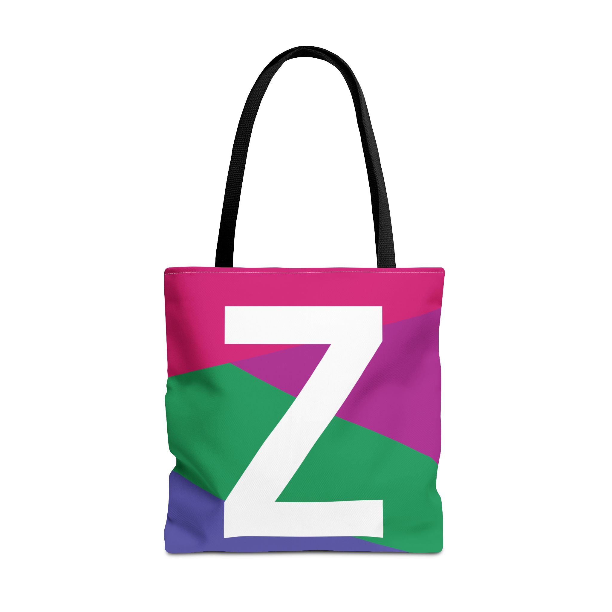 Monogram 'Z' Colorblock Tote Bag — Personalized Initial Z Shoulder Tote