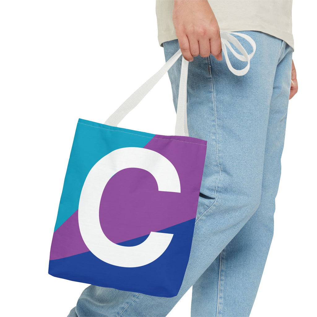 Monogram 'C' Colorblock Tote Bag — Personalized Initial C Shoulder Tote