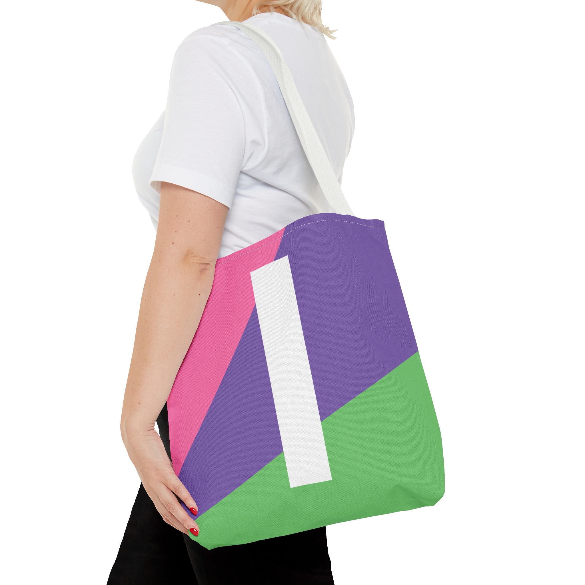 Monogram 'I' Colorblock Tote Bag — Personalized Initial I Shoulder Tote
