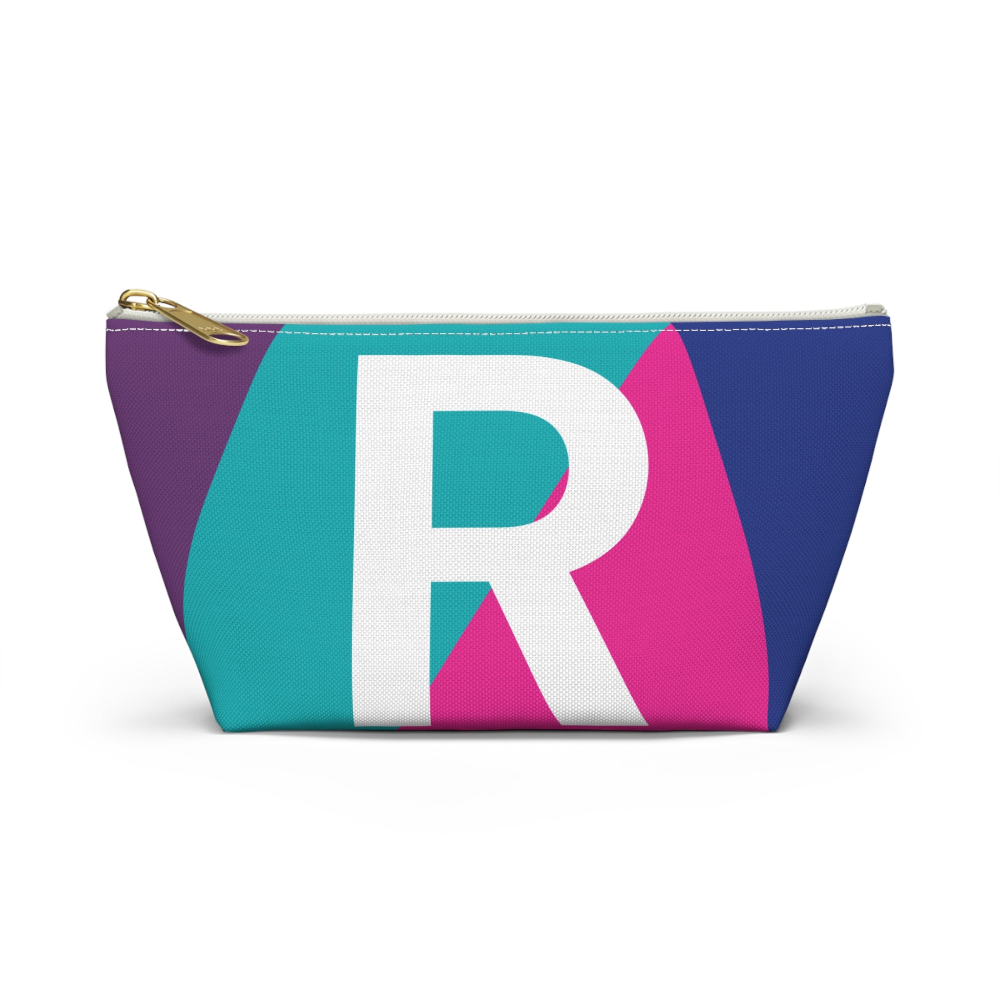 Initials Colorblock Accessory Pouch — Monogram R T-Bottom Cosmetic Bag