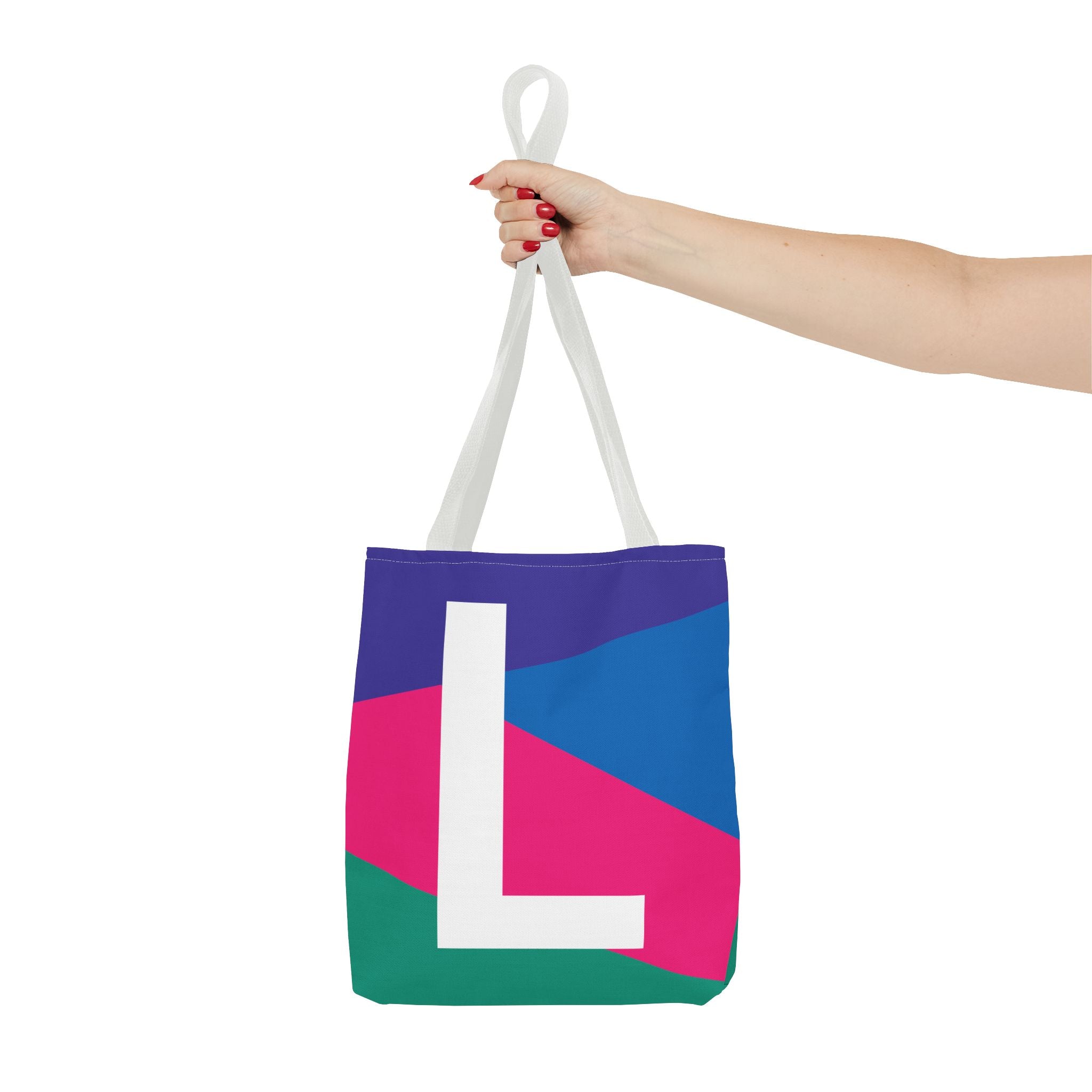 Monogram 'L' Colorblock Tote Bag — Personalized Initial L Shoulder Tote