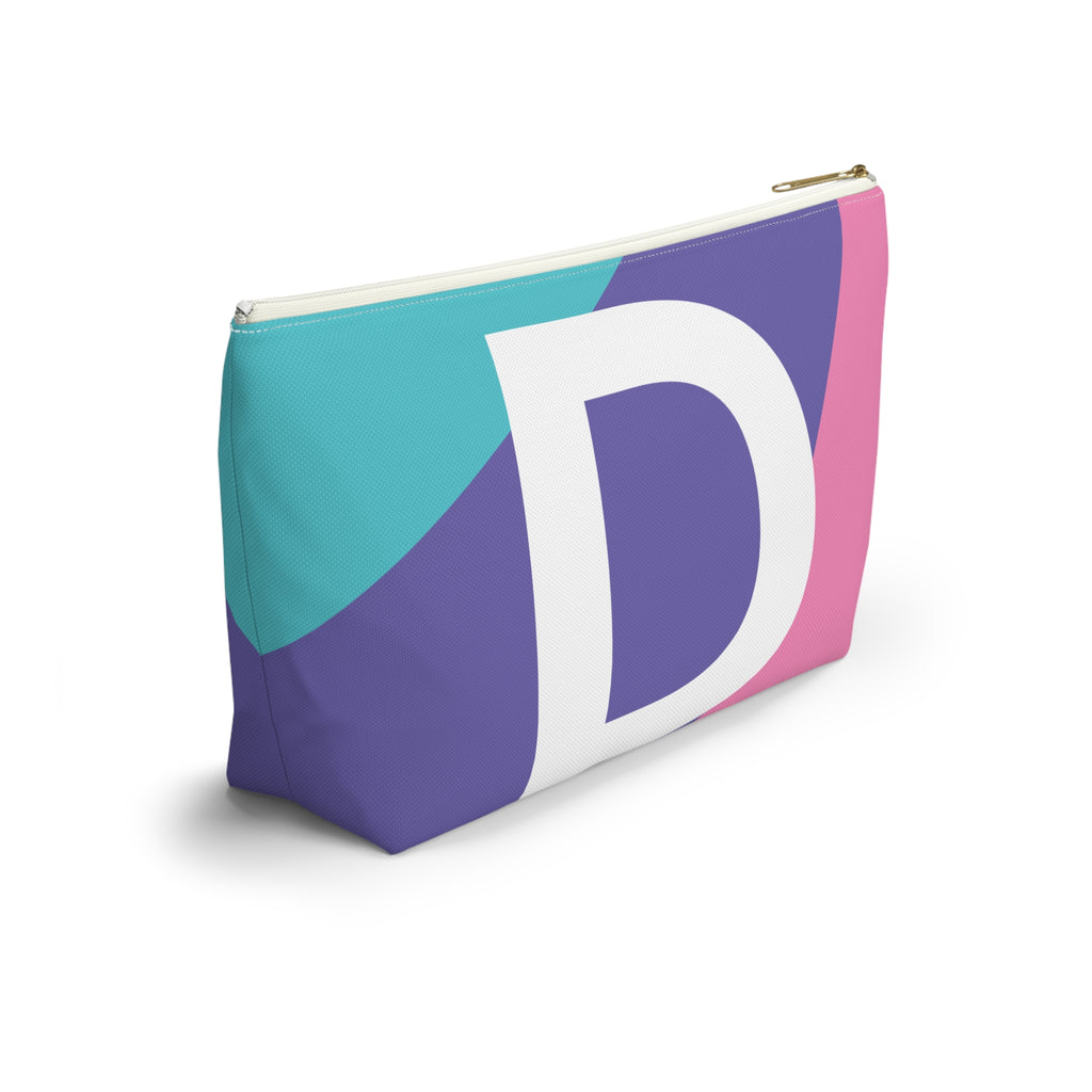 Initials Colorblock Accessory Pouch — Monogram D T-Bottom Cosmetic Bag