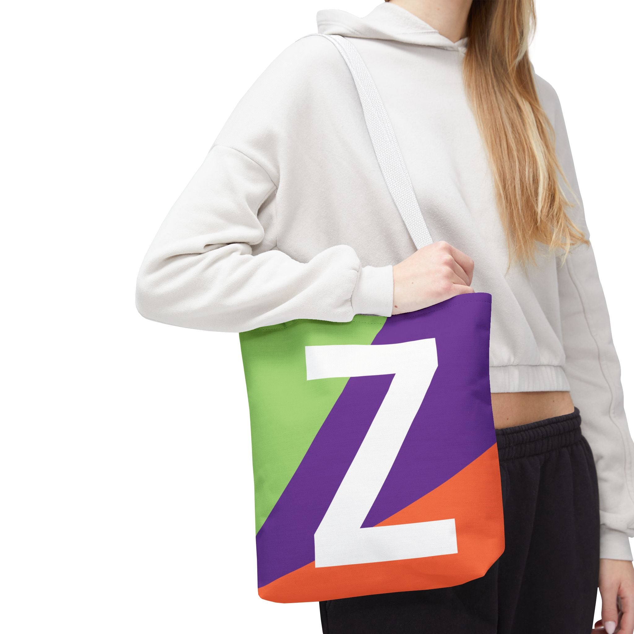 Monogram 'Z' Colorblock Tote Bag — Personalized Initial Z Shoulder Tote