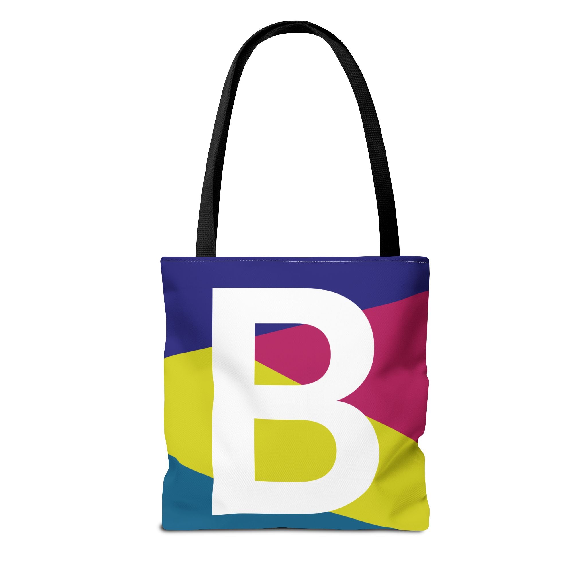 Monogram 'B' Colorblock Tote Bag — Personalized Initial B Shoulder Tote