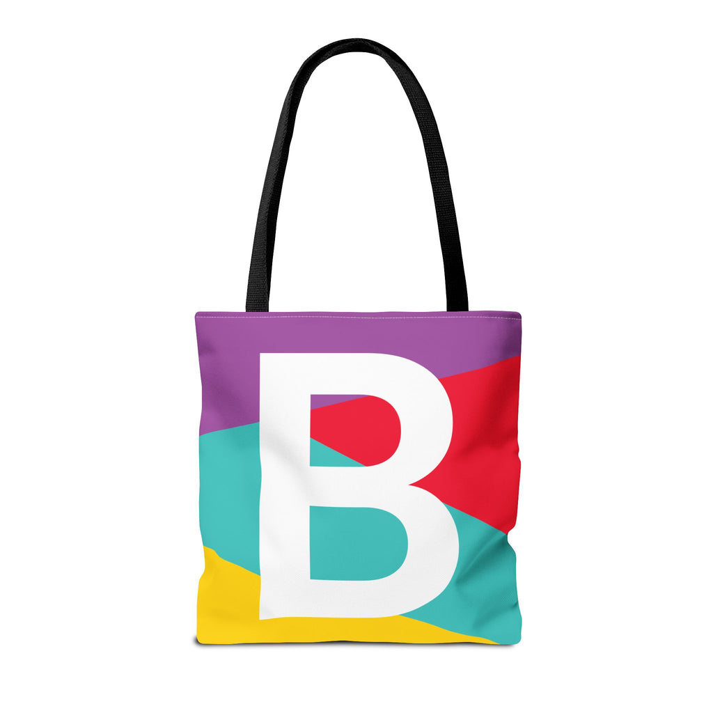 Monogram 'B' Colorblock Tote Bag — Personalized Initial B Shoulder Tote