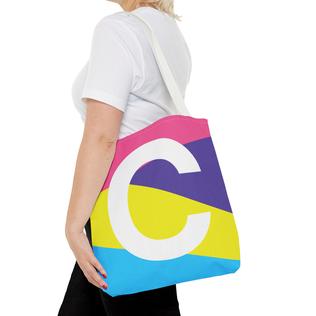 Monogram 'C' Colorblock Tote Bag — Personalized Initial C Shoulder Tote