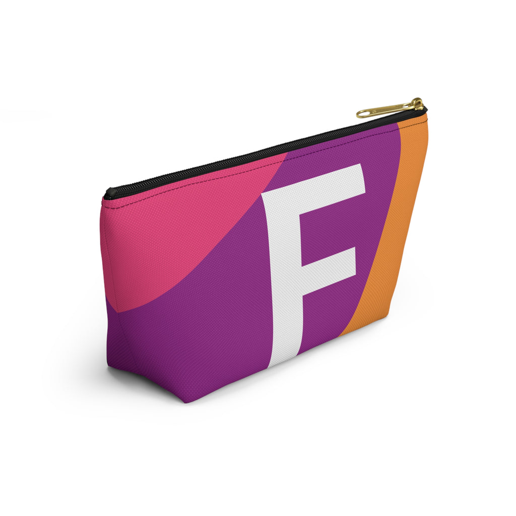 Initials Colorblock Accessory Pouch — Monogram F T-Bottom Cosmetic Bag