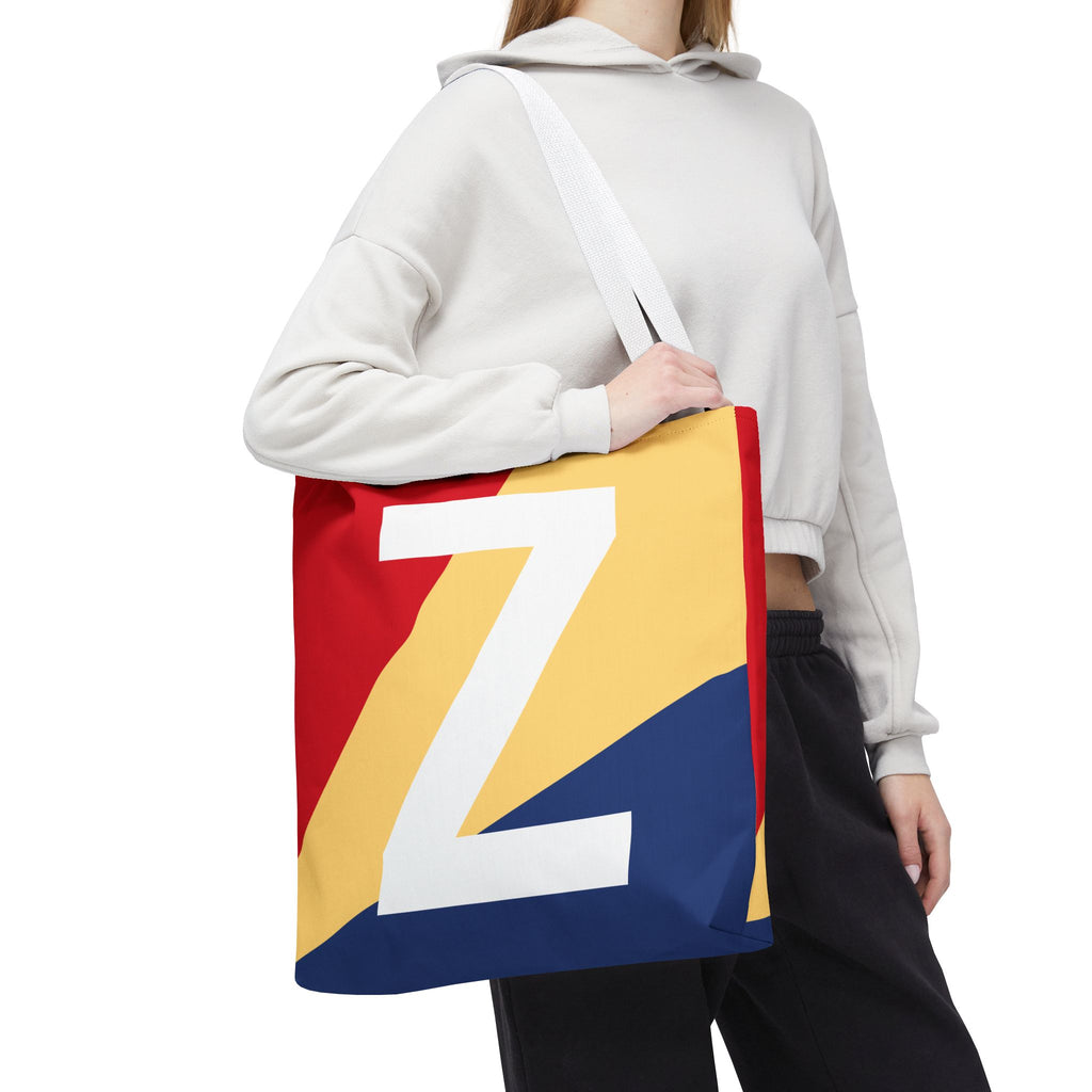 Monogram 'Z' Colorblock Tote Bag — Personalized Initial Z Shoulder Tote