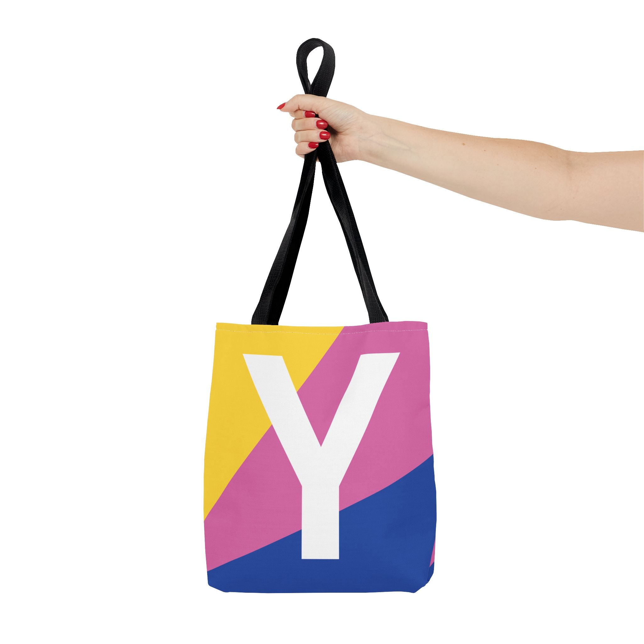 Monogram 'Y' Colorblock Tote Bag — Personalized Initial Y Shoulder Tote