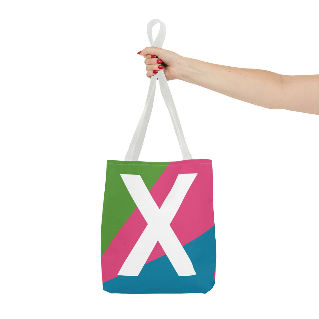 Monogram 'X' Colorblock Tote Bag — Personalized Initial X Shoulder Tote