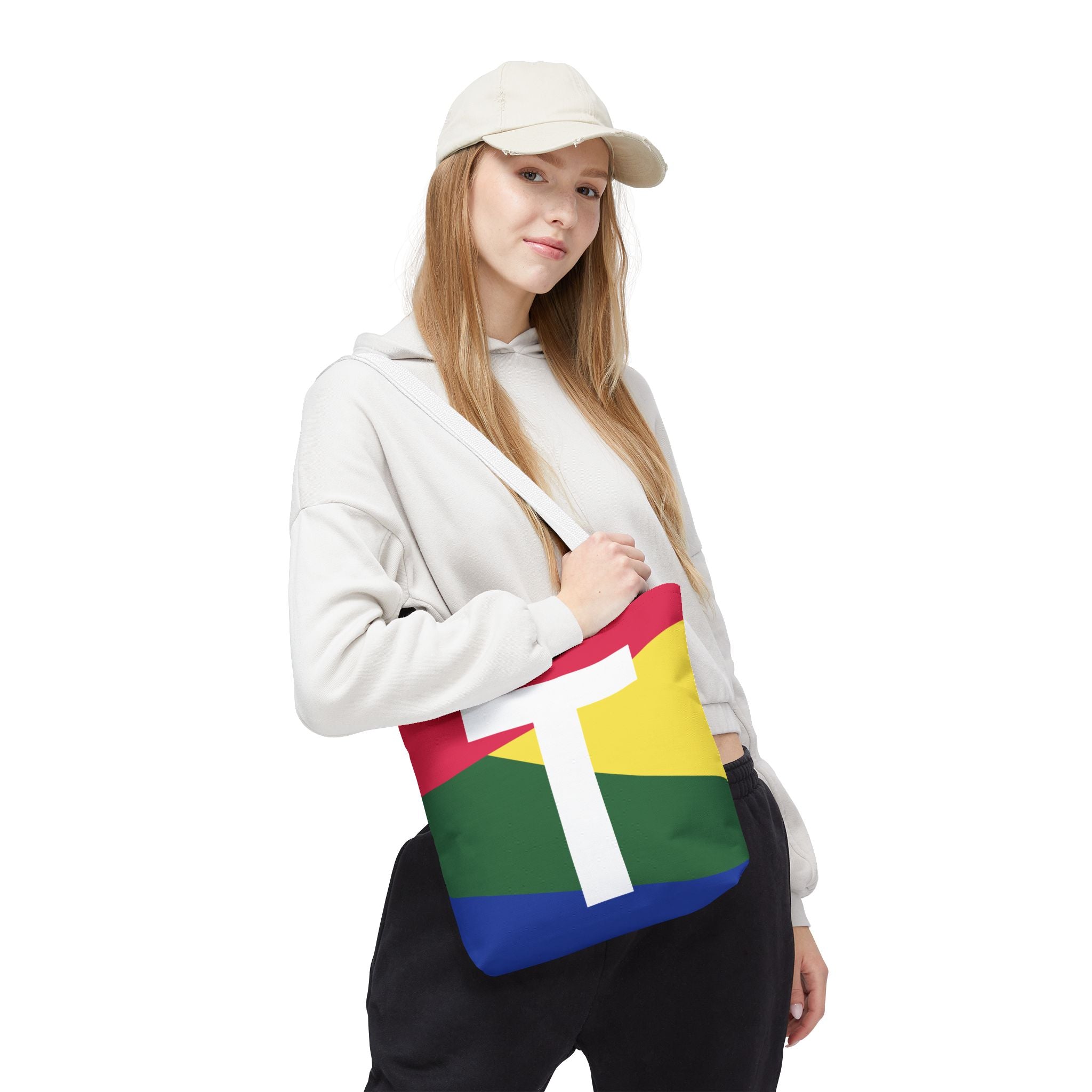 Monogram 'T' Colorblock Tote Bag — Personalized Initial T Shoulder Tote
