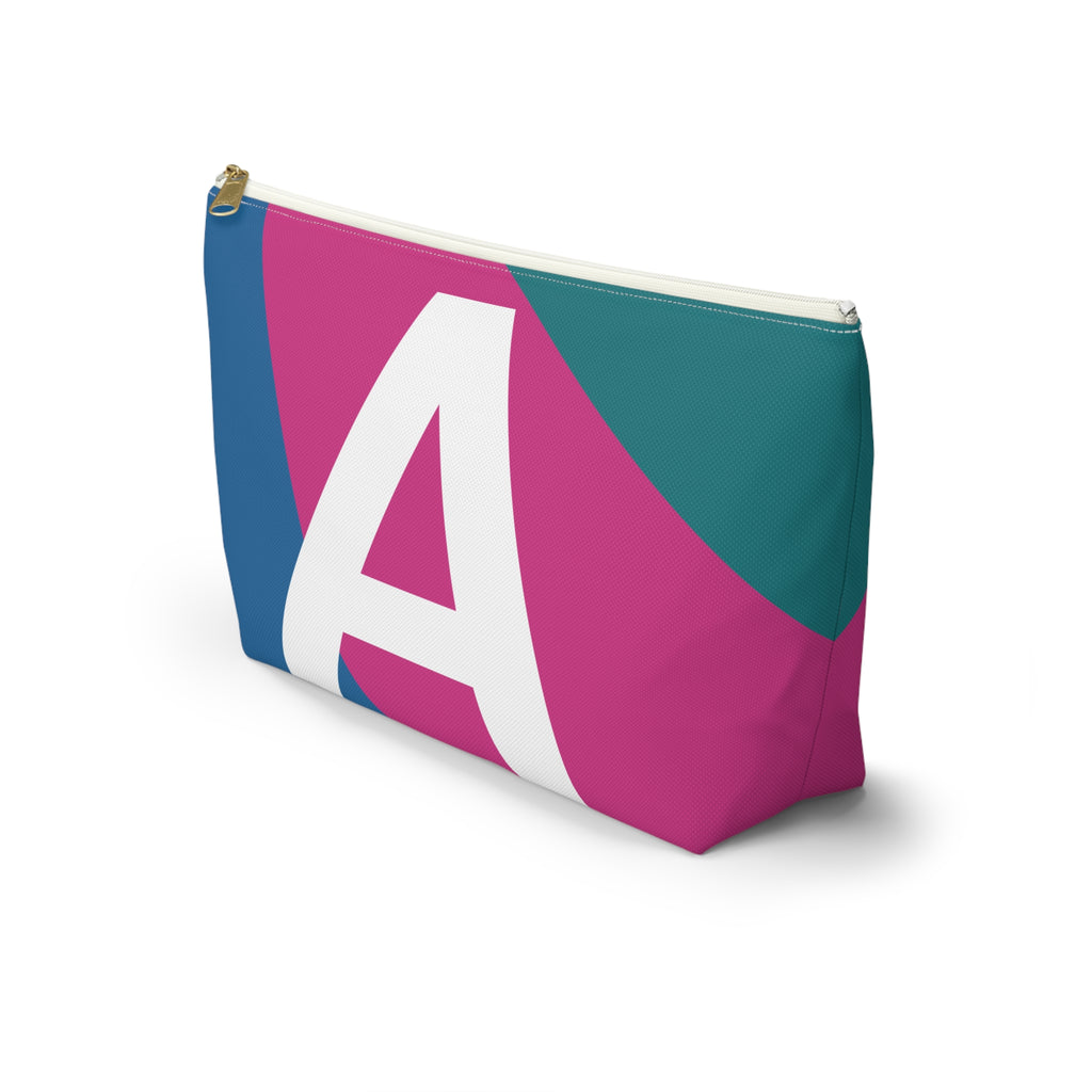 Initials Colorblock Accessory Pouch — Monogram A T-Bottom Cosmetic Bag