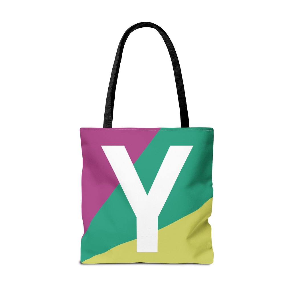 Monogram 'Y' Colorblock Tote Bag — Personalized Initial Y Shoulder Tote