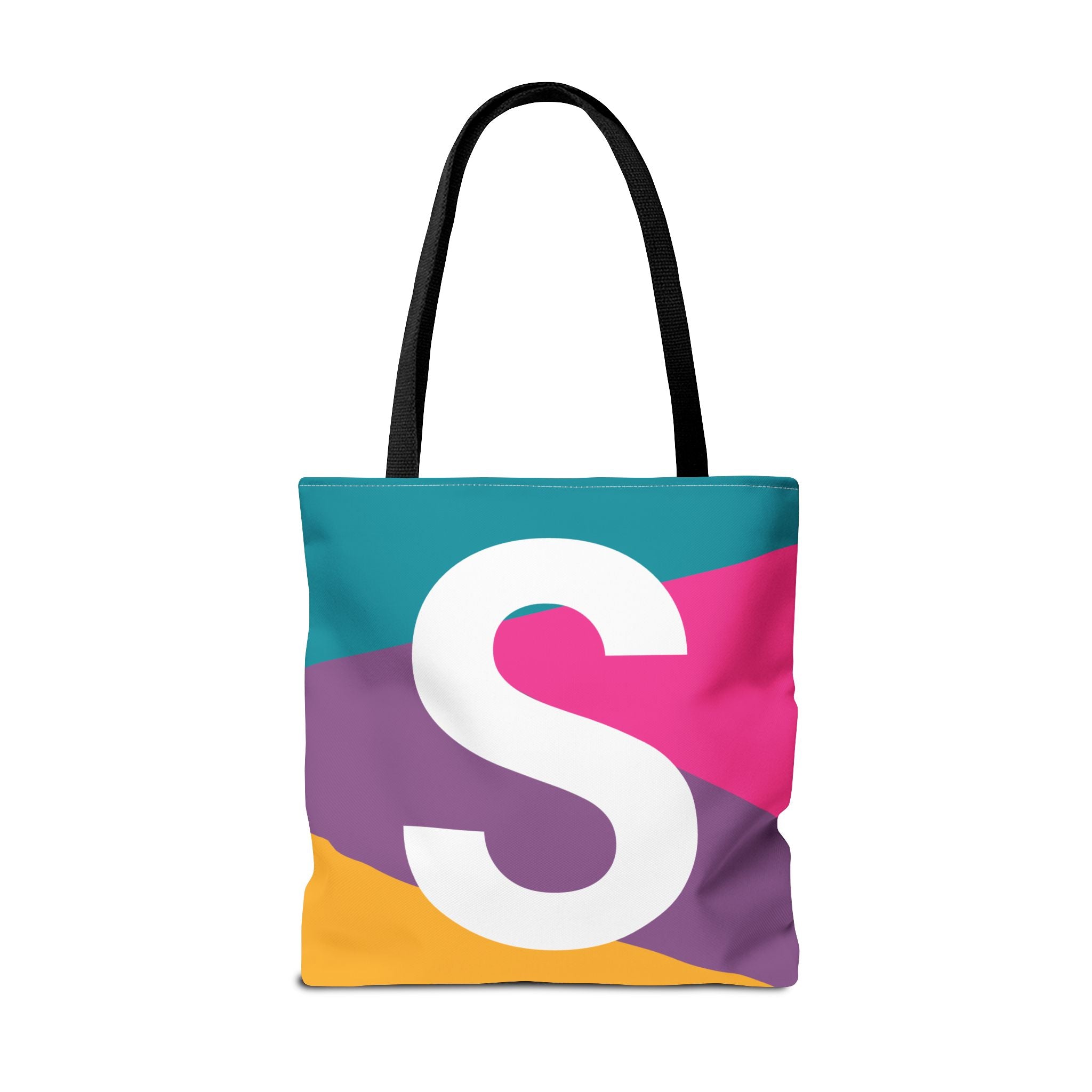Monogram 'S' Colorblock Tote Bag — Personalized Initial S Shoulder Tote