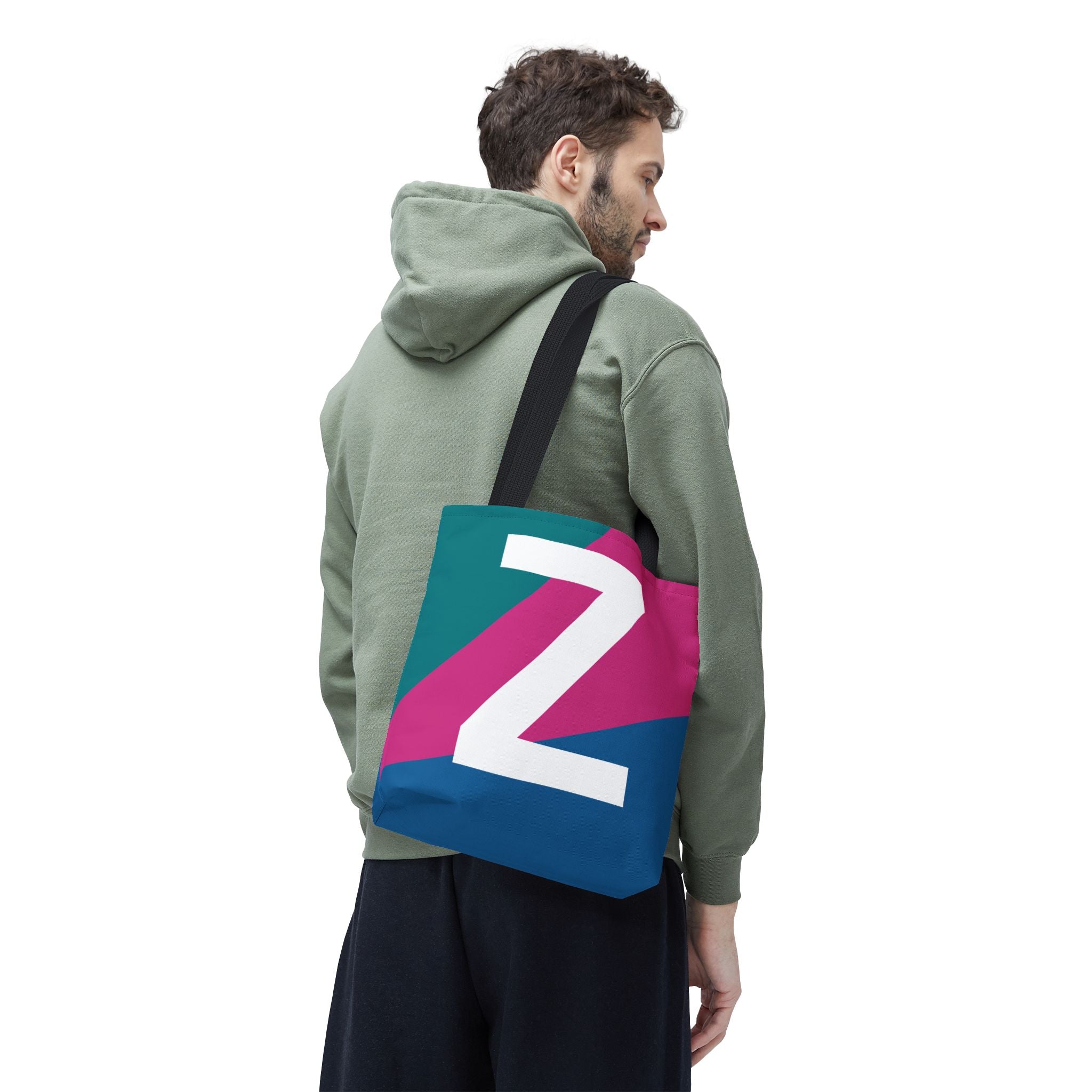 Monogram 'Z' Colorblock Tote Bag — Personalized Initial Z Shoulder Tote