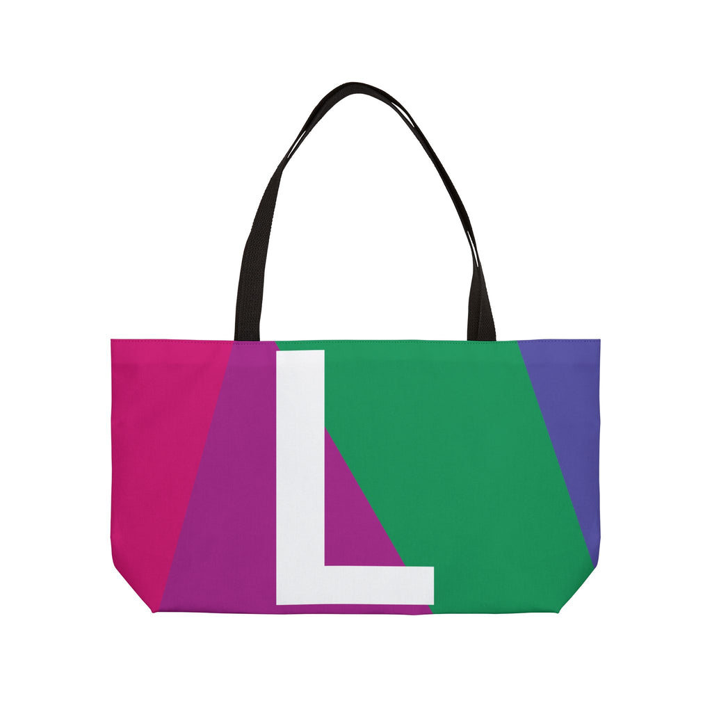 Personalized 'L' Colorblock Tote Bag — Monogram Weekender Tote