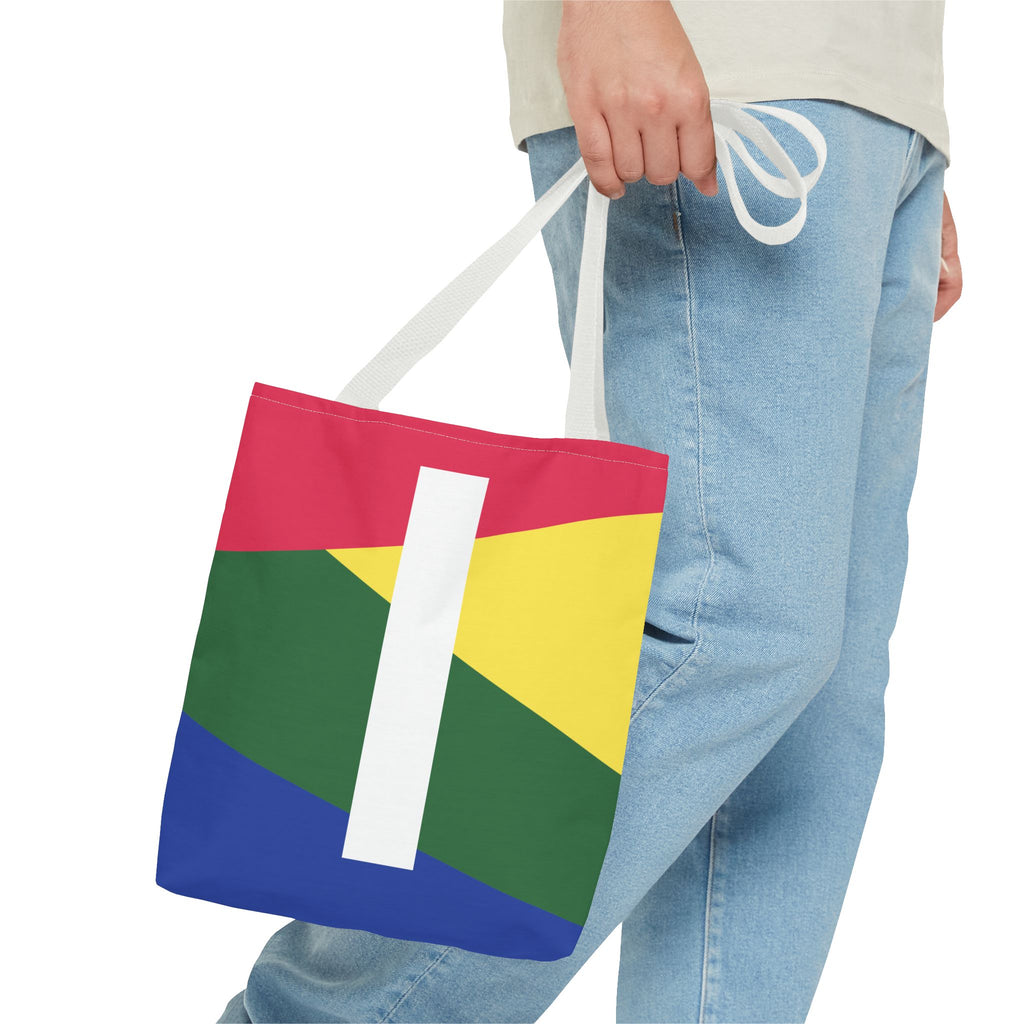 Monogram 'I' Colorblock Tote Bag — Personalized Initial I Shoulder Tote