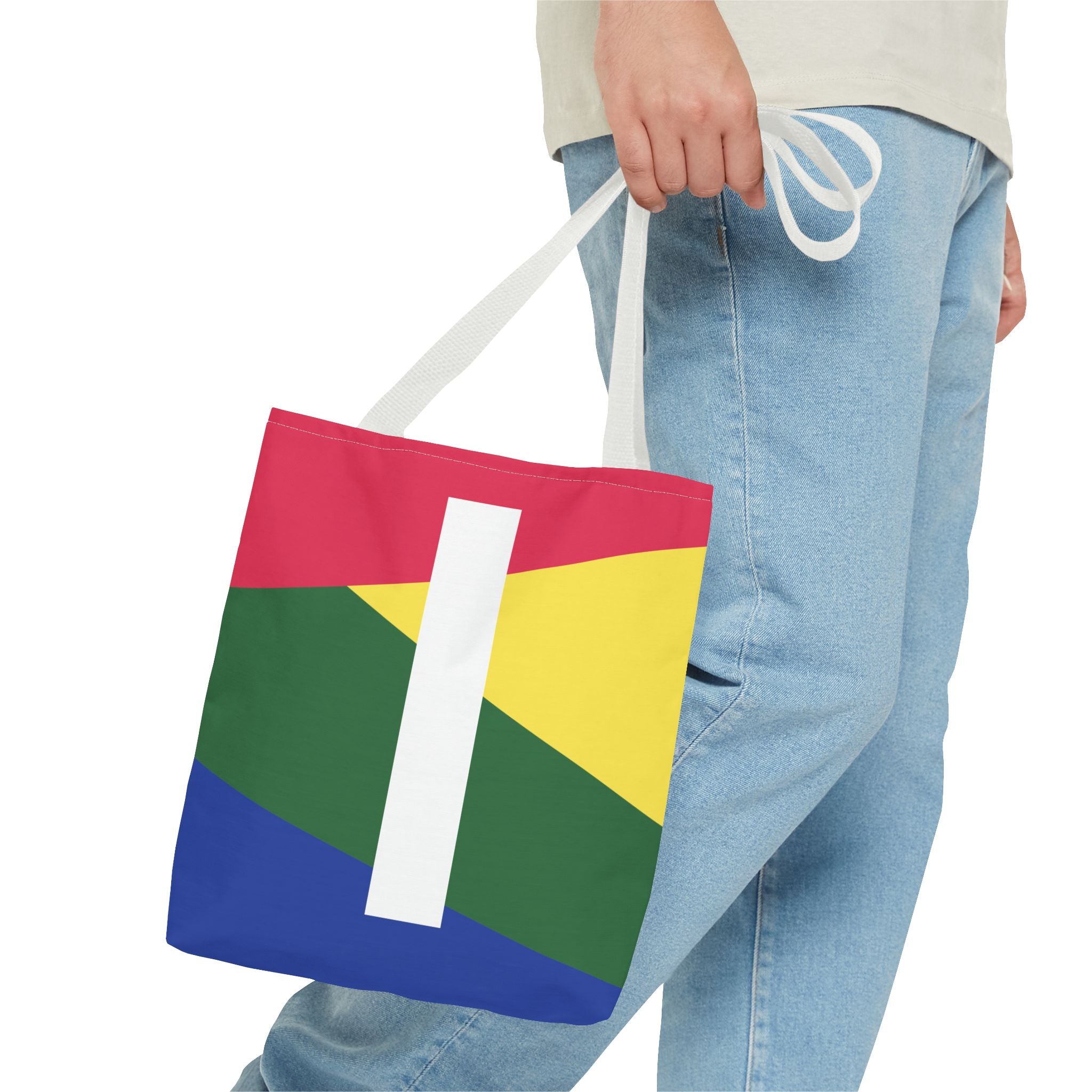 Monogram 'I' Colorblock Tote Bag — Personalized Initial I Shoulder Tote