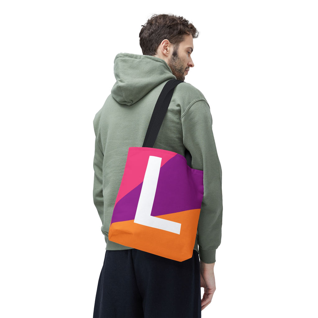 Monogram 'L' Colorblock Tote Bag — Personalized Initial L Shoulder Tote