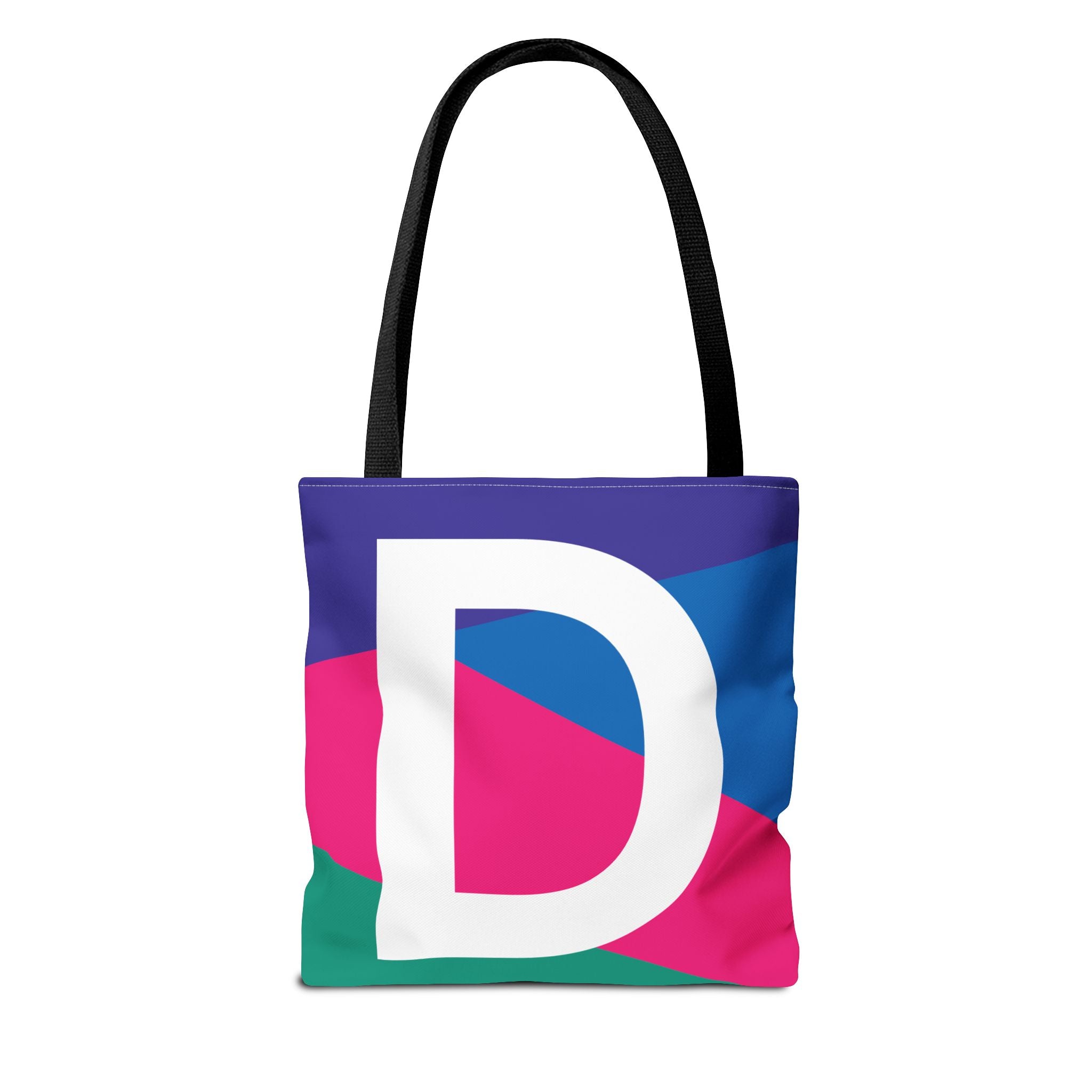 Monogram 'D' Colorblock Tote Bag — Personalized Initial D Shoulder Tote
