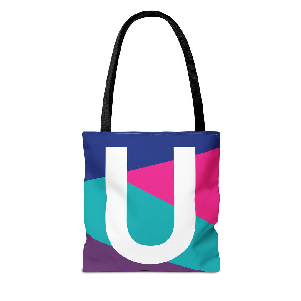 Monogram 'U' Colorblock Tote Bag — Personalized Initial U Shoulder Tote