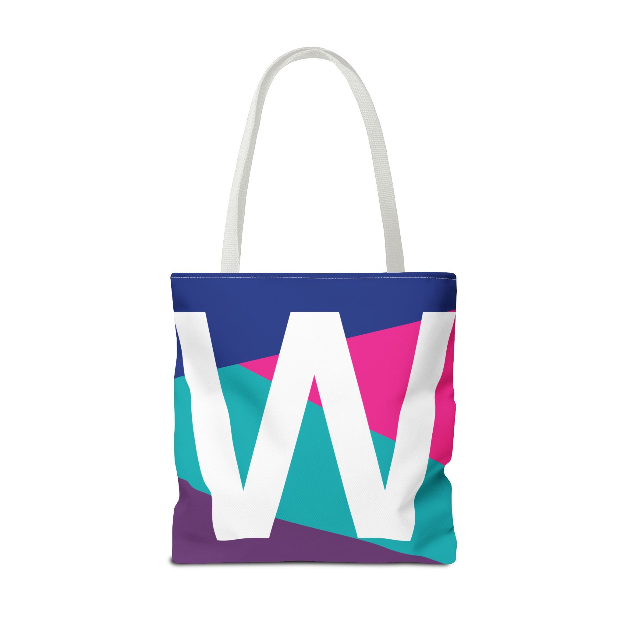Monogram 'W' Colorblock Tote Bag — Personalized Initial W Shoulder Tote