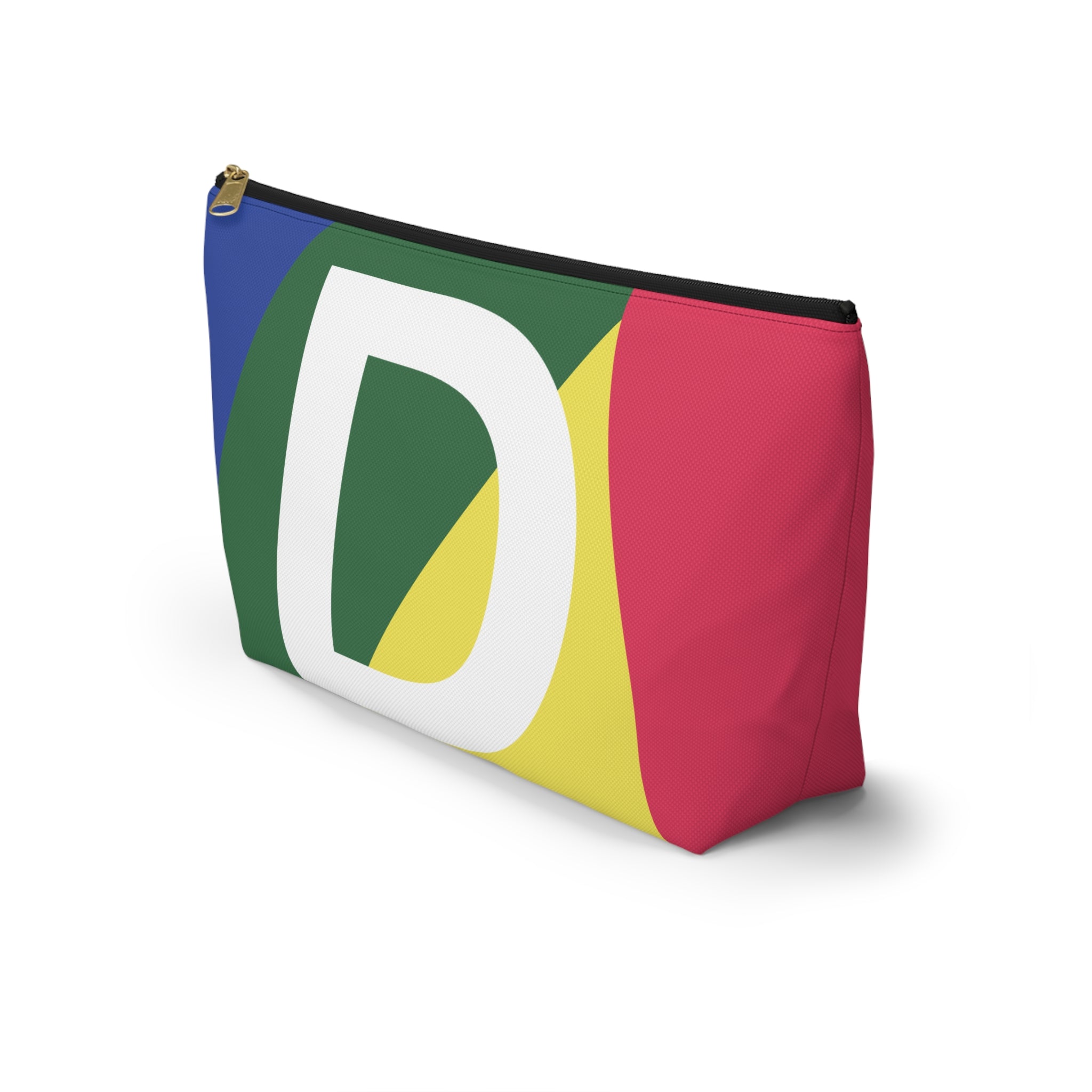 Initials Colorblock Accessory Pouch — Monogram D T-Bottom Cosmetic Bag