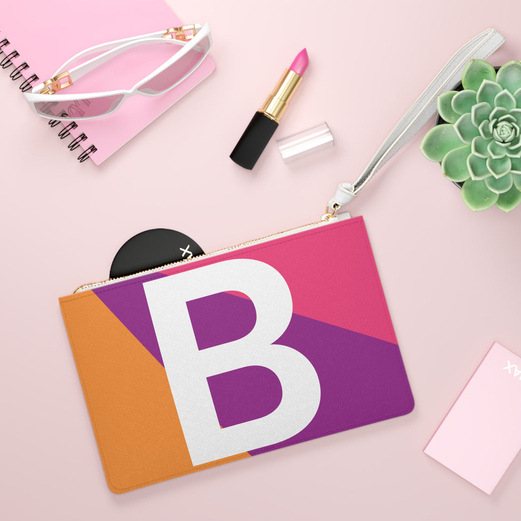 Monogram 'B' Colorblock Clutch Bag — Bold Geometric Wristlet for Everyday & Gifts