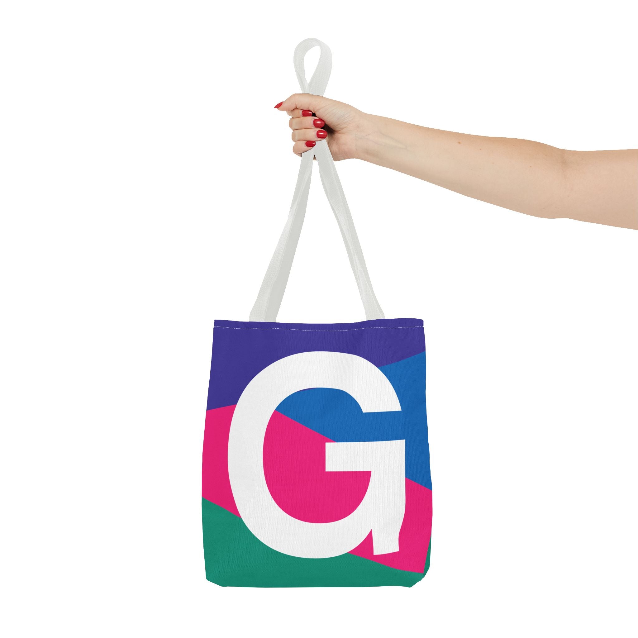 Monogram 'G' Colorblock Tote Bag — Personalized Initial G Shoulder Tote
