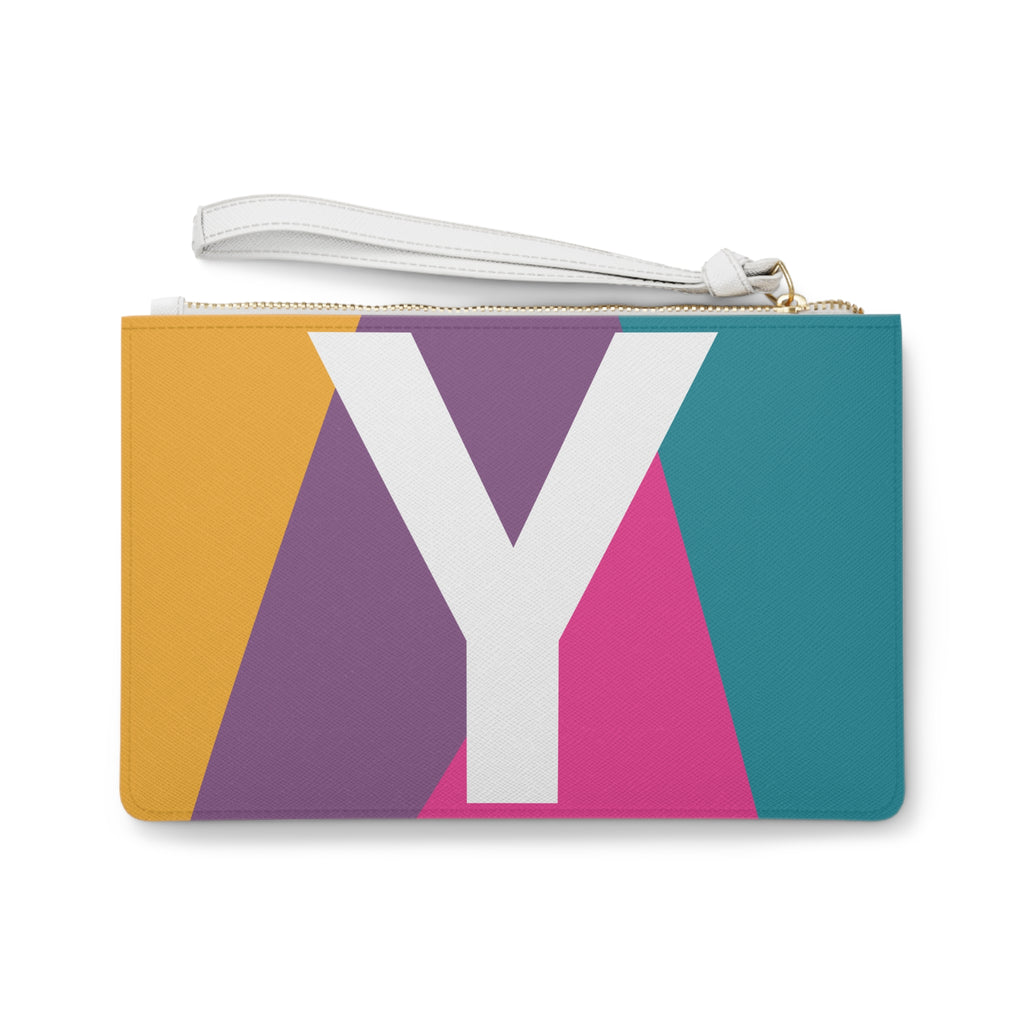 Monogram 'Y' Colorblock Clutch Bag — Bold Geometric Wristlet for Everyday & Gifts