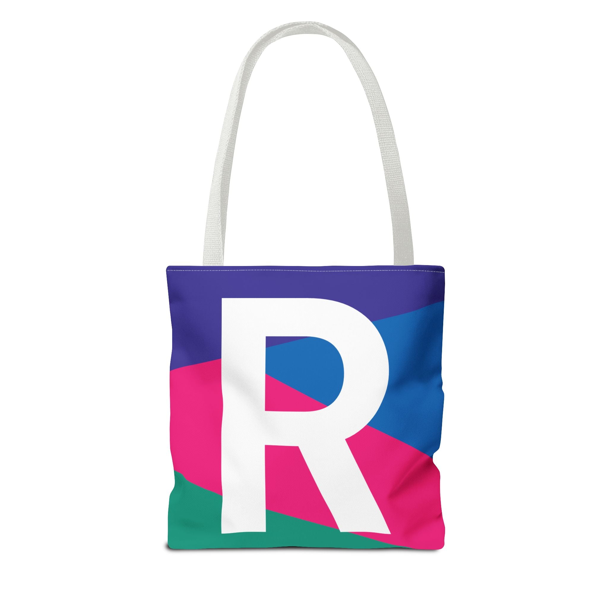 Monogram 'R' Colorblock Tote Bag — Personalized Initial R Shoulder Tote
