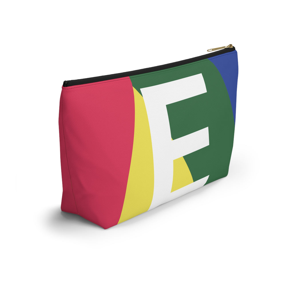 Initials Colorblock Accessory Pouch — Monogram E T-Bottom Cosmetic Bag