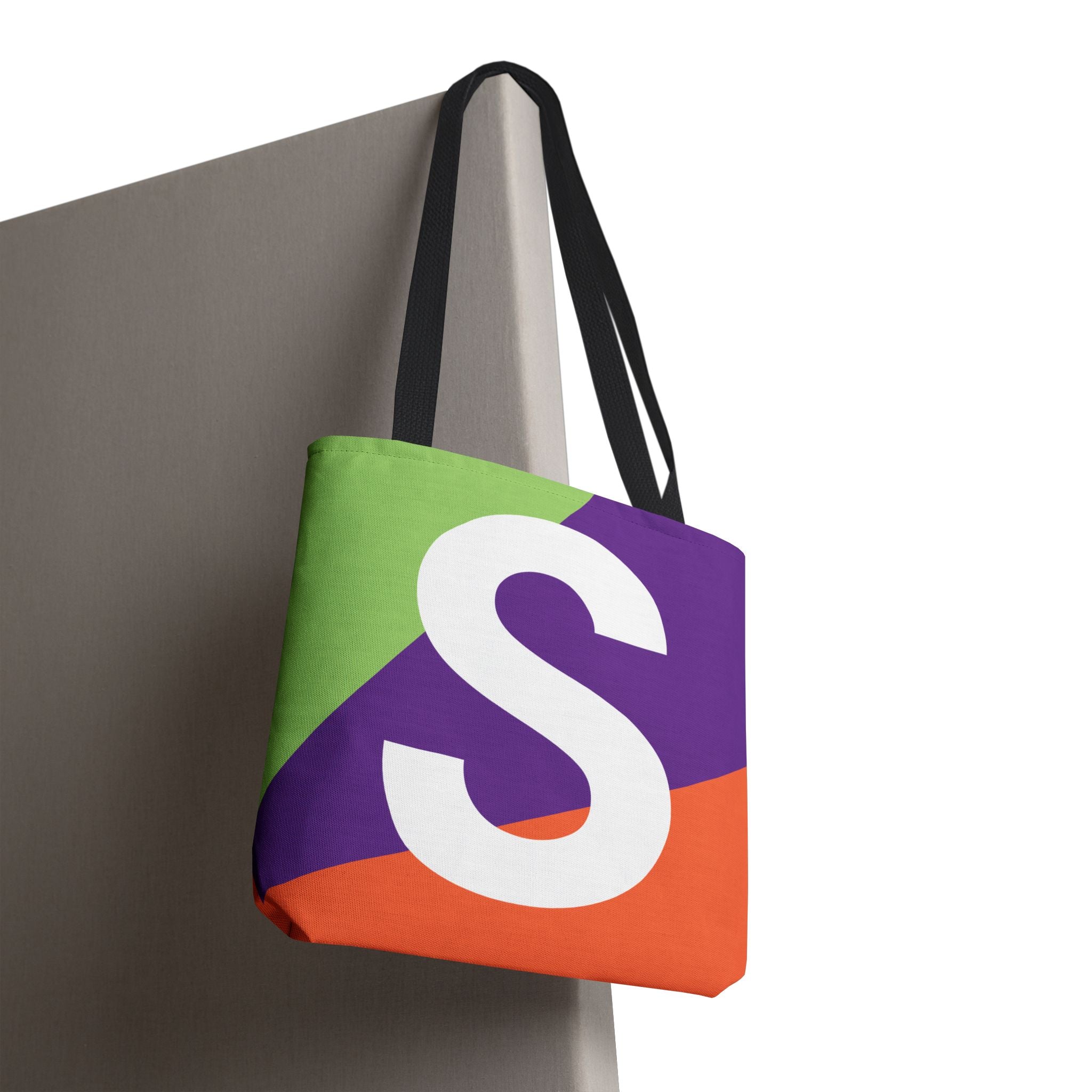 Monogram 'S' Colorblock Tote Bag — Personalized Initial S Shoulder Tote