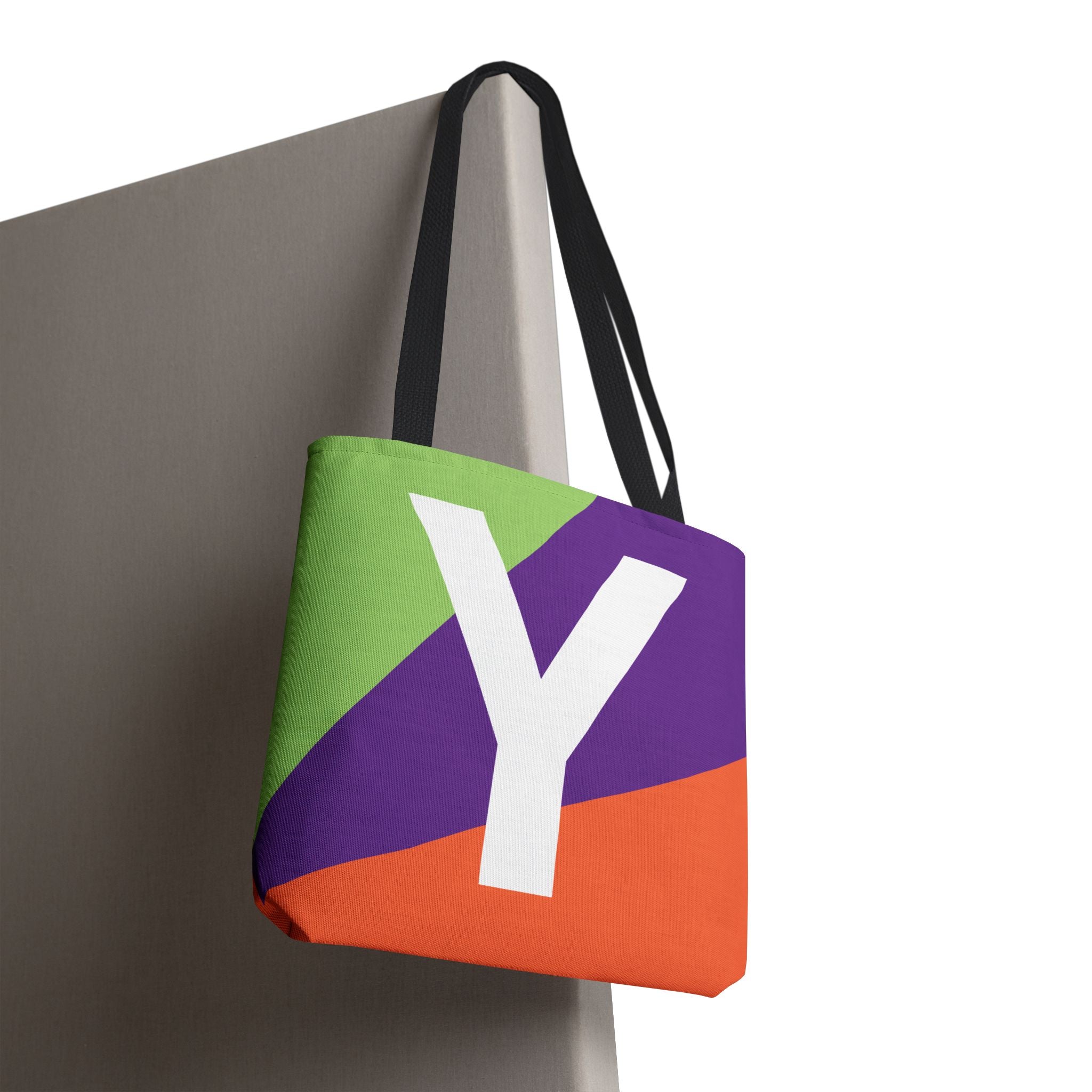 Monogram 'Y' Colorblock Tote Bag — Personalized Initial Y Shoulder Tote