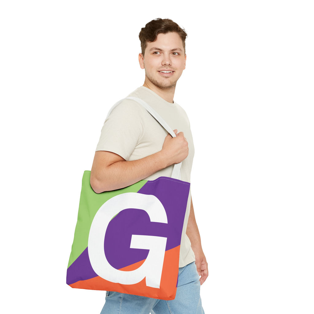 Monogram 'G' Colorblock Tote Bag — Personalized Initial G Shoulder Tote