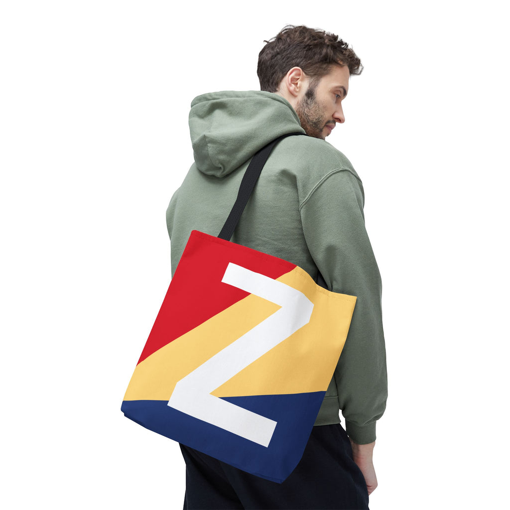 Monogram 'Z' Colorblock Tote Bag — Personalized Initial Z Shoulder Tote