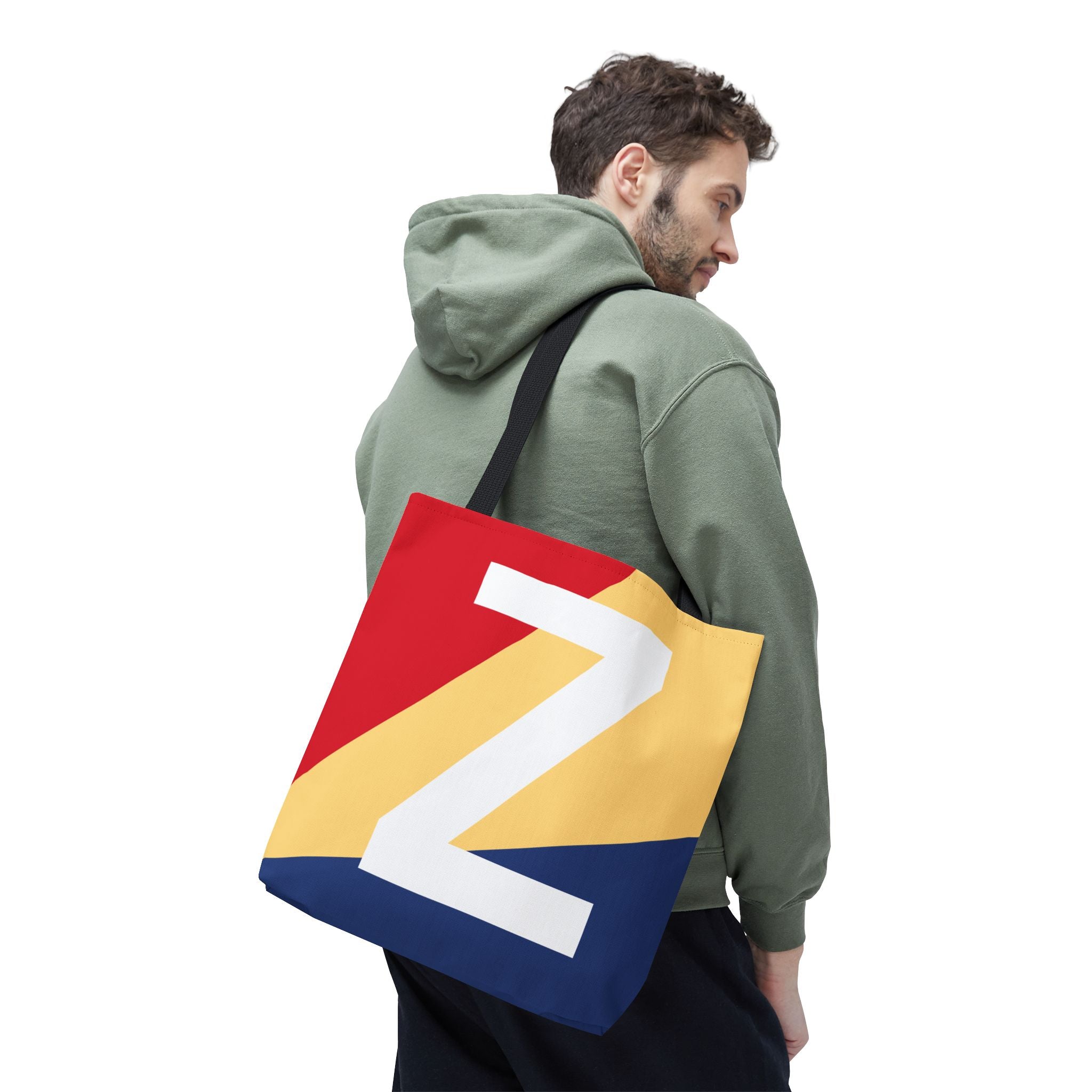 Monogram 'Z' Colorblock Tote Bag — Personalized Initial Z Shoulder Tote