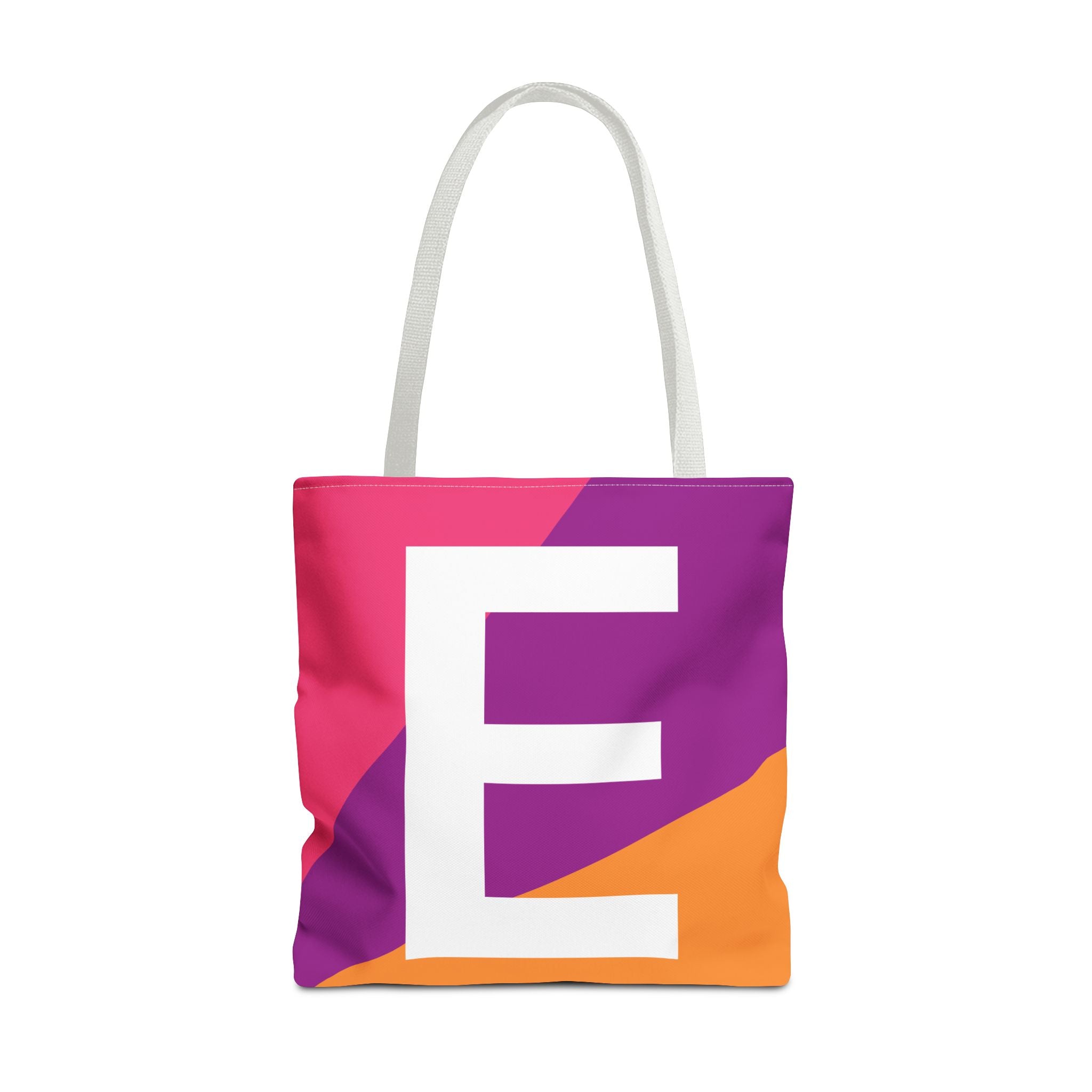 Monogram 'E' Colorblock Tote Bag — Personalized Initial E Shoulder Tote