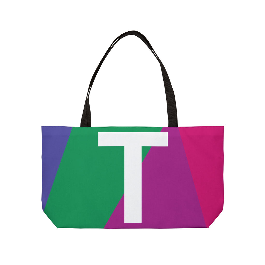 Personalized 'T' Colorblock Tote Bag — Monogram Weekender Tote